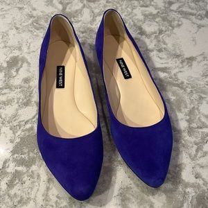Nine West Speakup Ballet Flat pointed toe suede leather blue Women’s  7.5